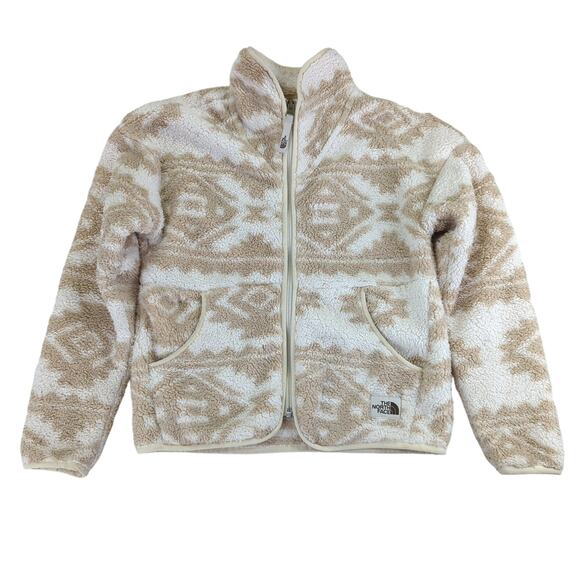 North Face Campshire Cardigan Sherpa Fleece‎ Full Zip Jacket Girls Medium 10-12 - Picture 1 of 10